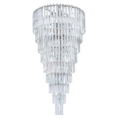 21st Century Transparent Murano Glass Cone Chandelier, Made in Venice
