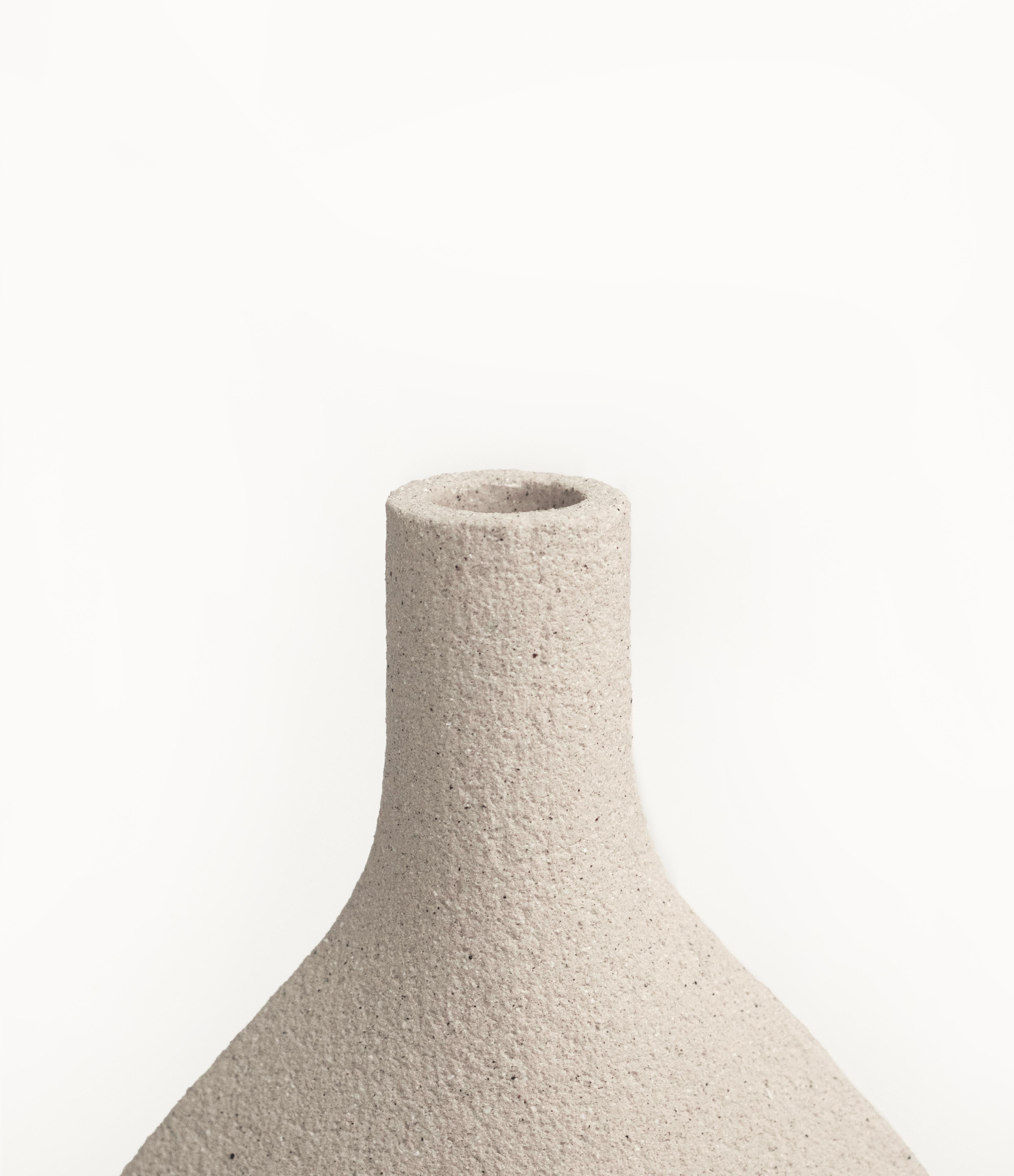 Minimalist 21st Century Triangle Vase in White Ceramic, Hand-Crafted in France