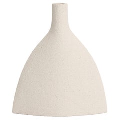 21st Century Triangle Vase in White Ceramic, Hand-Crafted in France