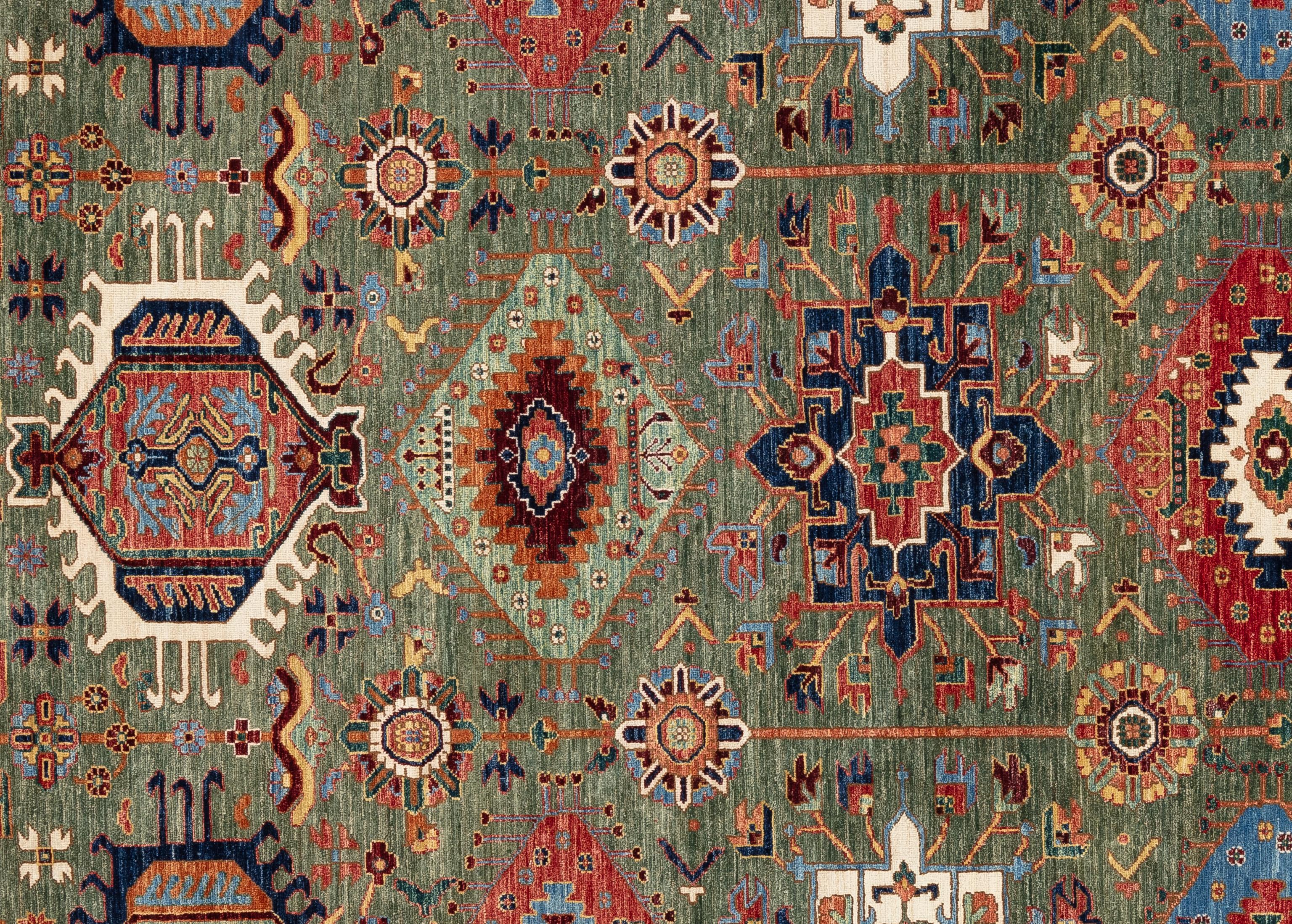 This tribal rug is not just a piece of décor; it's a cultural tapestry woven with stories and heritage. Each motif and pattern is a reflection of the rich tapestry of Afghanistan's culture, drawing inspiration from ancient traditions and artistic