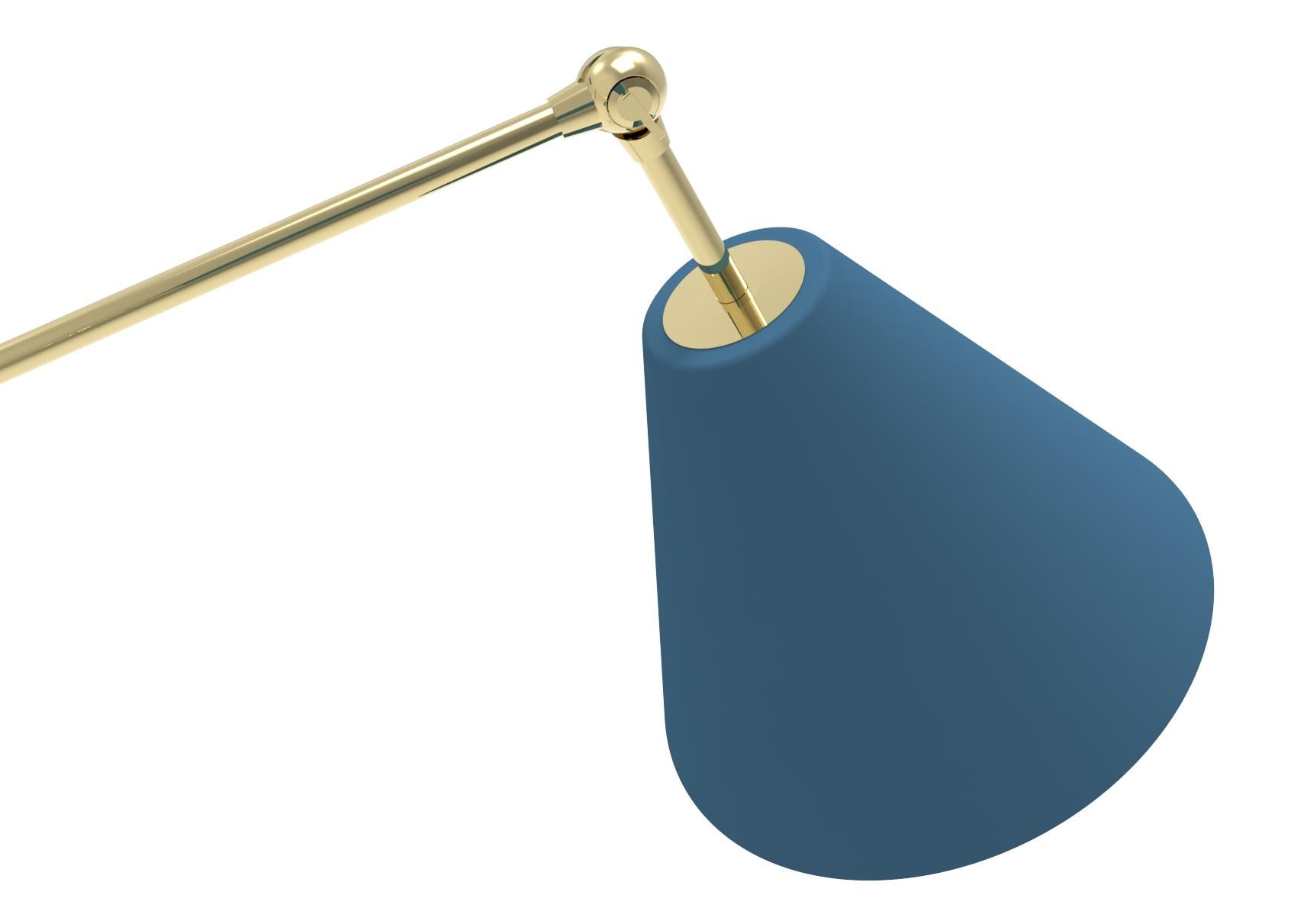 Italian 21st Century Triennale pendant lamp, brass&light blue, Angelo Lelii, 2019, Italy For Sale