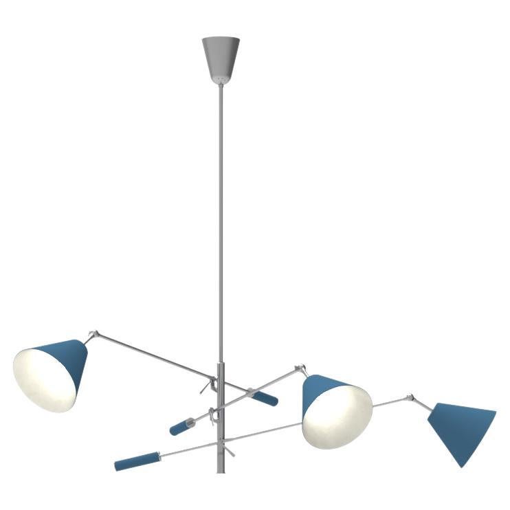Lampe à suspension Triennale du 21e siècle, chrome et bleu, Angelo Lelii, 2019, Italie