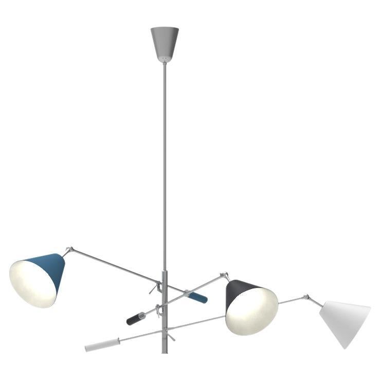 Lampe suspendue Triennale du 21e siècle, chrome&bleu-noir-blanc, Lelii, 2019, Italie en vente