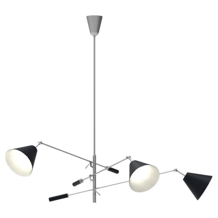 Lampe à suspension Triennale du 21e siècle, chrome et noir, Angelo Lelii, 2019, Italie