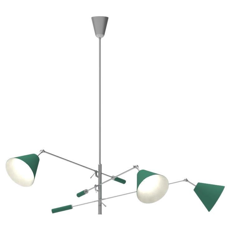 Lampe à suspension Triennale du 21e siècle, chrome et vert, Angelo Lelii, 2019, Italie
