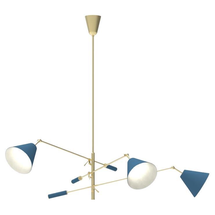 Lampe à suspension Triennale du 21e siècle, laiton et bleu clair, Angelo Lelii, 2019, Italie