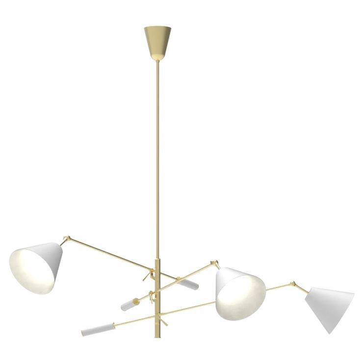 Lampe à suspension Triennale du 21e siècle, laiton et blanc, Angelo Lelii, 2019, Italie
