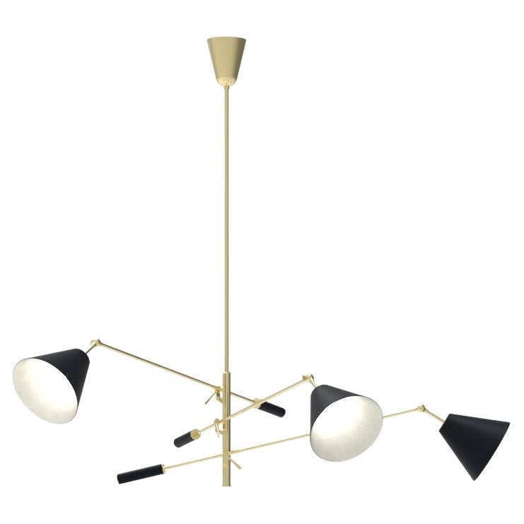 Lampe à suspension Triennale du 21e siècle, laiton et noir, Angelo Lelii, 2019, Italie