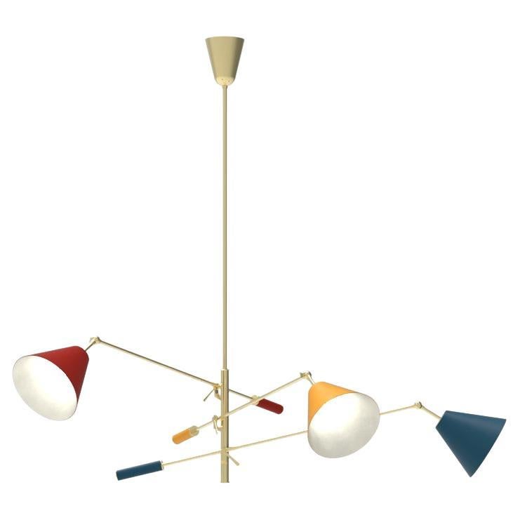 Lampe à suspension Triennale du 21e siècle, laiton et bleu rouge-jaune, A.Lelii, 2019, Italie en vente