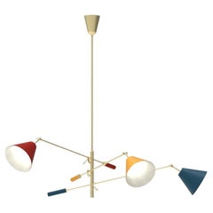 21st Century Triennale pendant lamp, brass&red-yellow-blue, A. Lelii, 2019, Italy