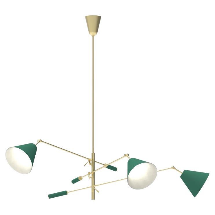 Lampe à suspension Triennale du 21e siècle, laiton et vert, Angelo Lelii, 2019, Italie