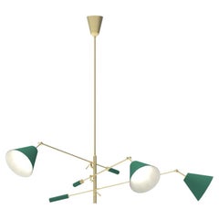 Lampe à suspension Triennale du 21e siècle, laiton et vert, Angelo Lelii, 2019, Italie