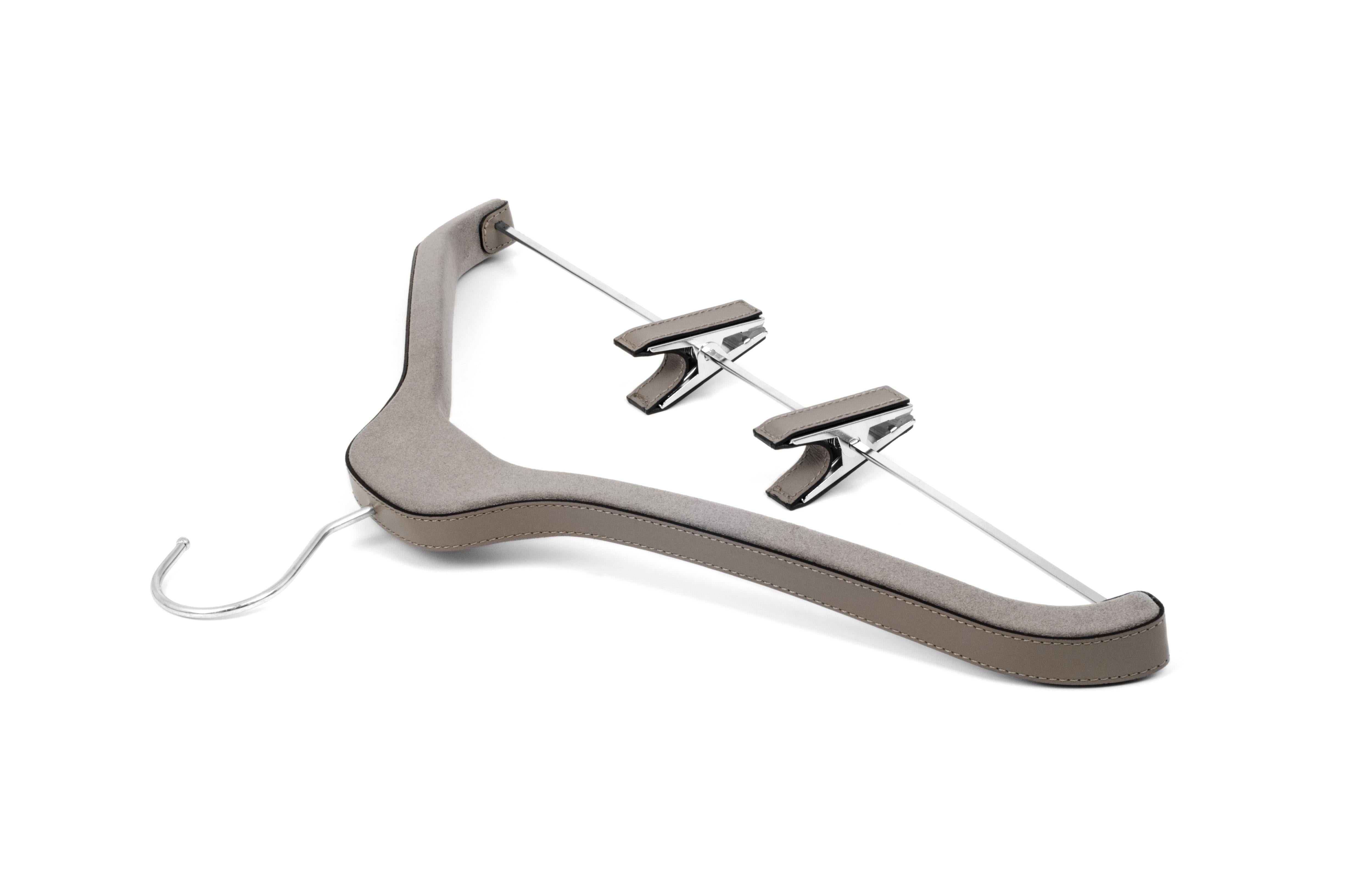Not only fit for adult clothes, but also fit for children's clothes. Clips can move along bar to adjust for different garment widths. 

With a leather and soft microfiber coating, our hanger looks classy with the metal clips ideal for hanging