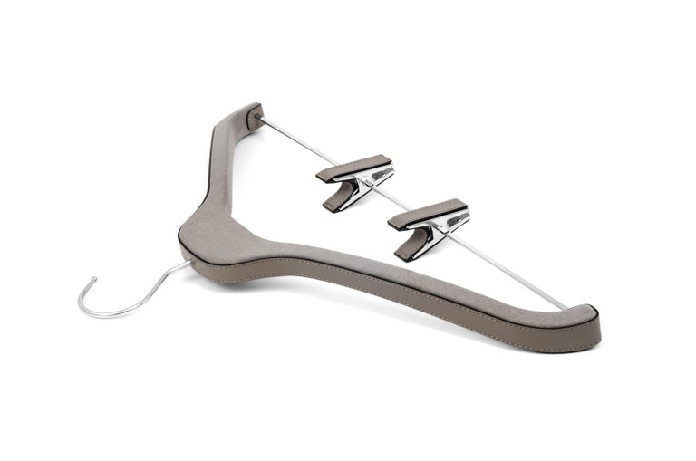 21st Century Trousers Hanger with Clips Suede & Leather Handcrafted in Italy