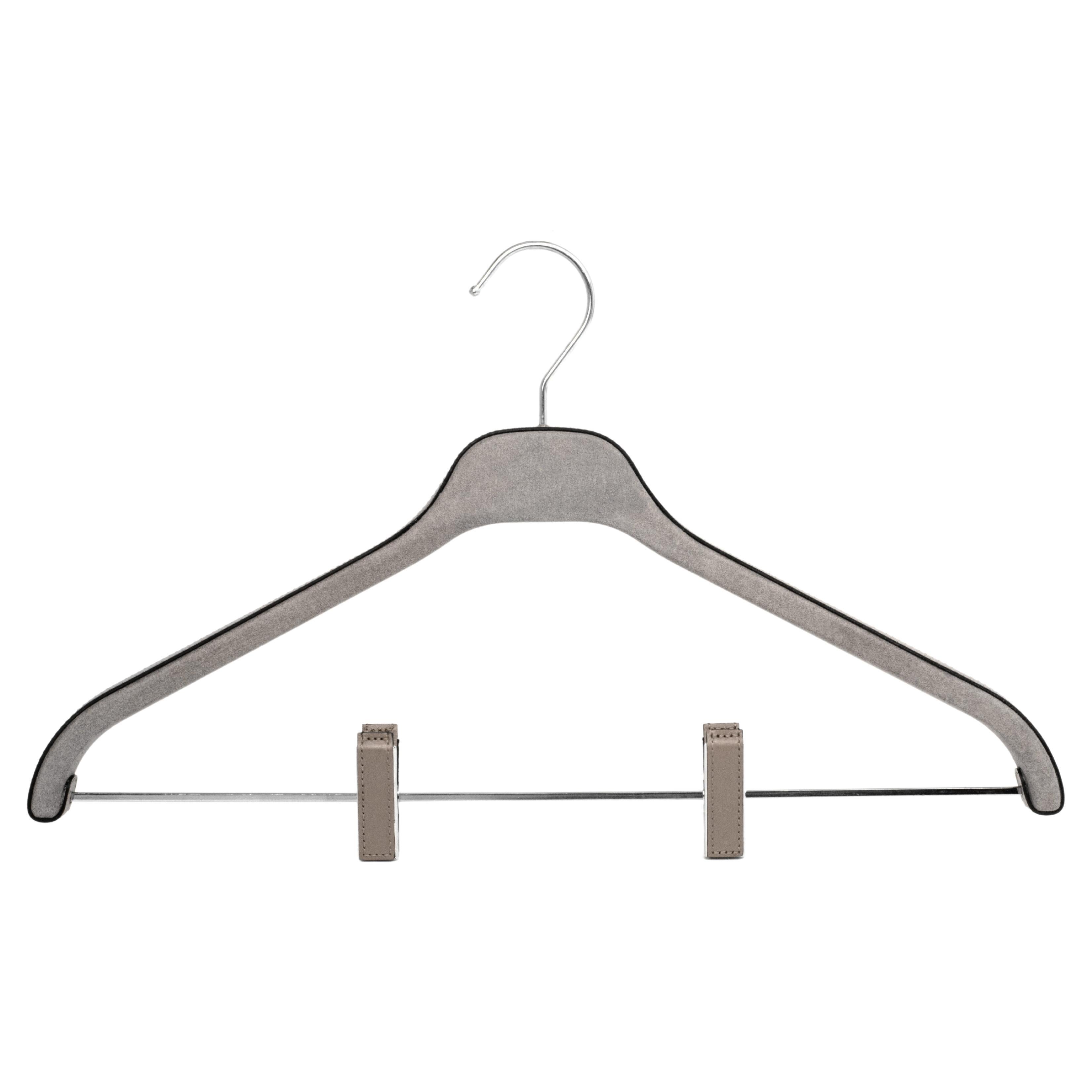 21st Century Trousers Hanger with Clips Suede & Leather Handcrafted in Italy