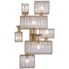 21e siècle Tur Crystal and Satin Brass 7 Lights Wall Lamp by Patrizia Garganti