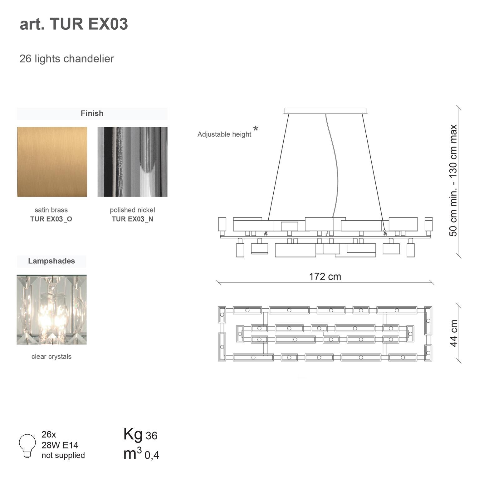 21st Century Tur Crystal and Satin Brass Chandelier by Patrizia Garganti In New Condition For Sale In Sesto Fiorentino, IT