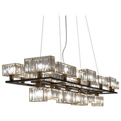 21st Century Tur Crystal and Satin Brass Chandelier by Patrizia Garganti