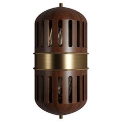 Lampe murale tournante du 21e siècle en bois de noyer et laiton par Wood Tailors Club