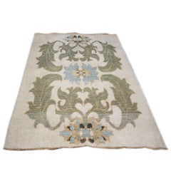 21st Century Turkish Donegal 4x6 Ivory, Green, and Blue Handamde Area Rug