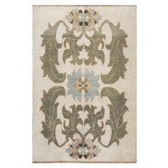 21st Century Turkish Donegal 4x6 Ivory, Green, and Blue Handamde Area Rug