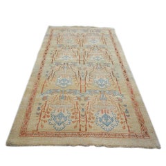 21st Century Turkish Donegal Carpet 4x8 Tan, Rust & Blue Area Rug