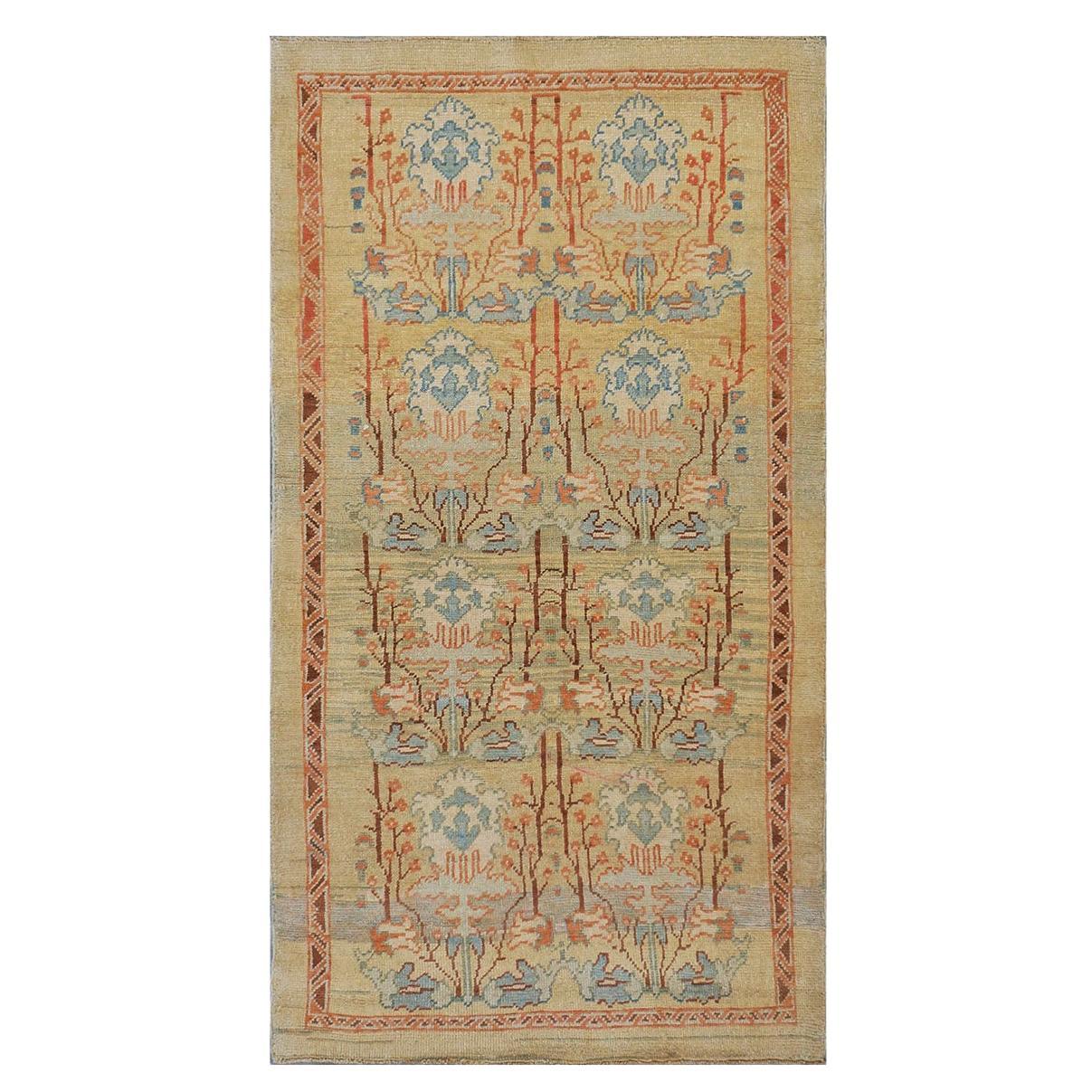 Tapis turc Donegal du 21e siècle, tapis 4x8, brun clair, rouille et bleu