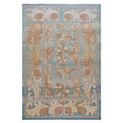 Türkischer Donegal Oushak 8x11 Teppich aus dem 21. Jahrhundert in Blau, Elfenbein und Ton, handgefertigt