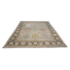 21st Century Turkish Oushak 10X11 Gold, Ivory & Charcoal Handmade 100% Wool Rug