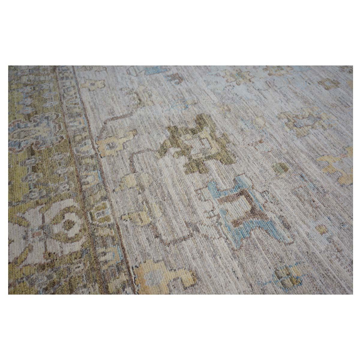 21. Jahrhundert Türkisch Oushak 10X13 Elfenbein, & Khaki Handmade Bereich Teppich im Angebot 6
