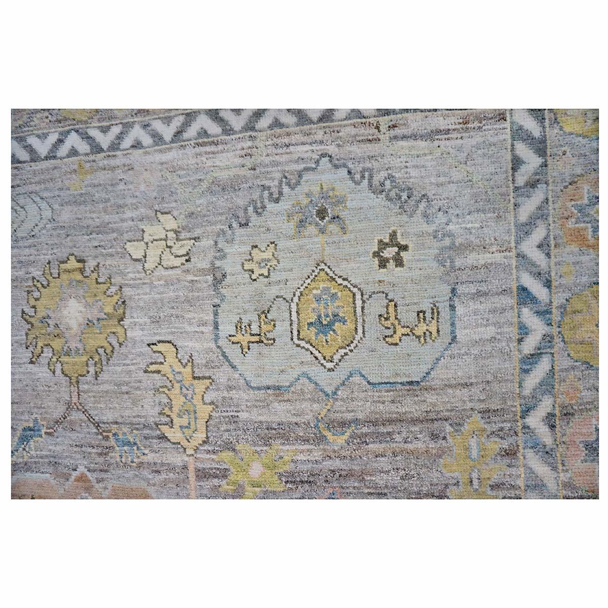 21st Century Türkisch Oushak 10X13 Schiefer Blau& Dunkle Oak Handgefertigt Bereich Teppich (21. Jahrhundert und zeitgenössisch) im Angebot