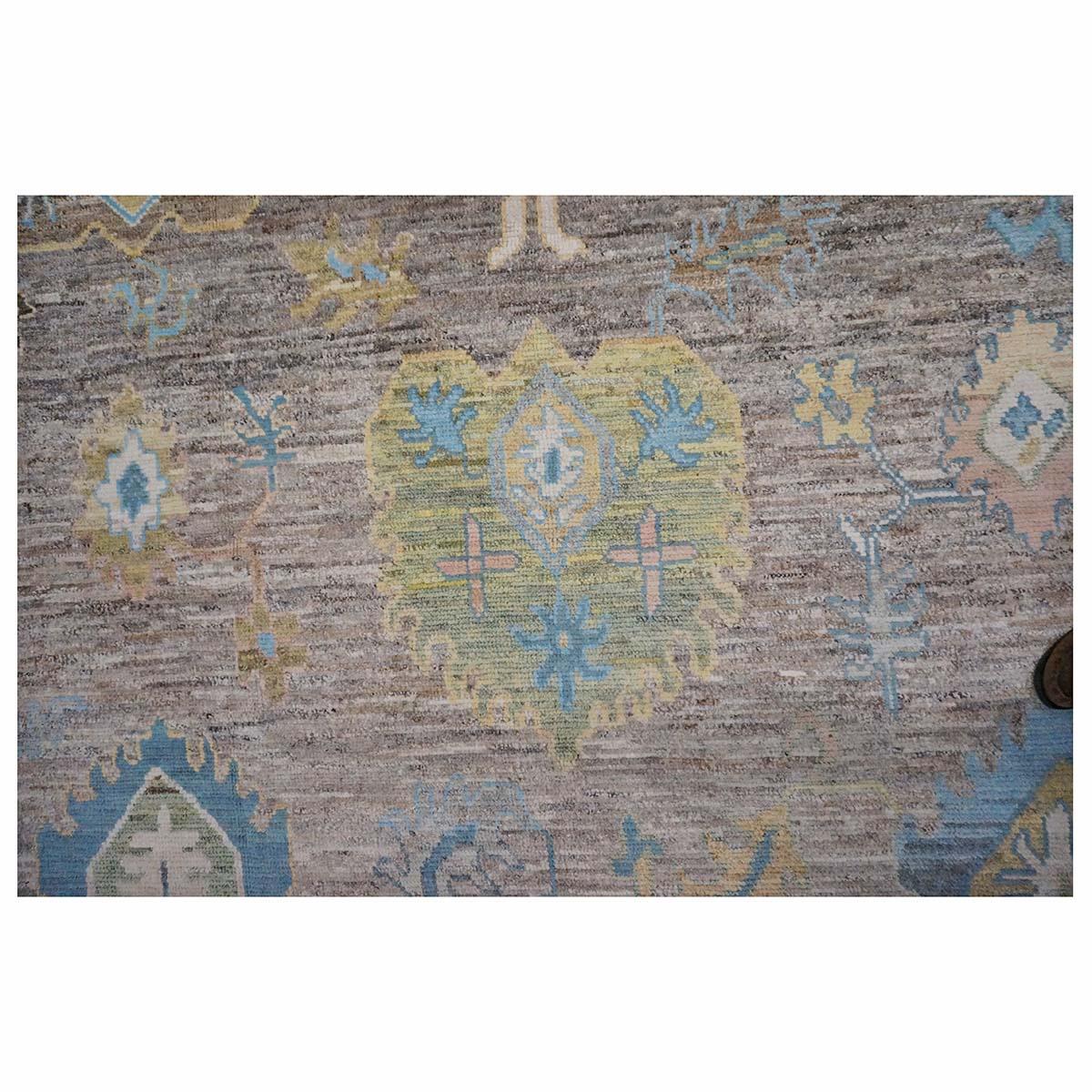 21st Century Türkisch Oushak 10X13 Schiefer Blau& Dunkle Oak Handgefertigt Bereich Teppich im Angebot 1