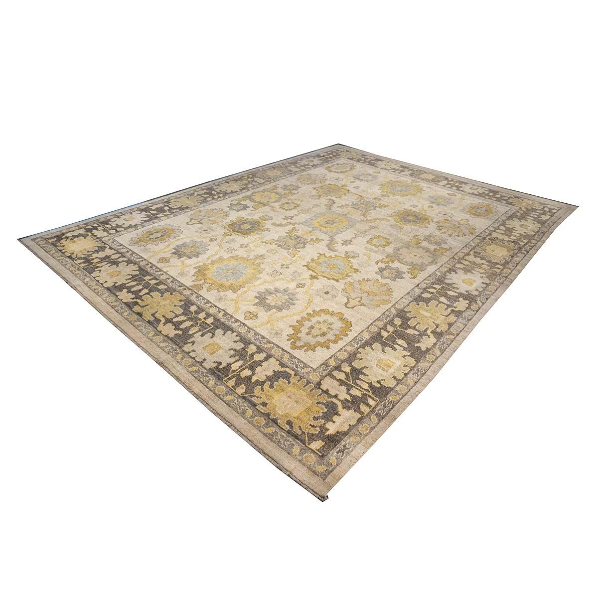 21st Century Turkish Oushak 10X14 Ash Brown, Buff & Khaki Handmade Area Rug (21. Jahrhundert und zeitgenössisch) im Angebot