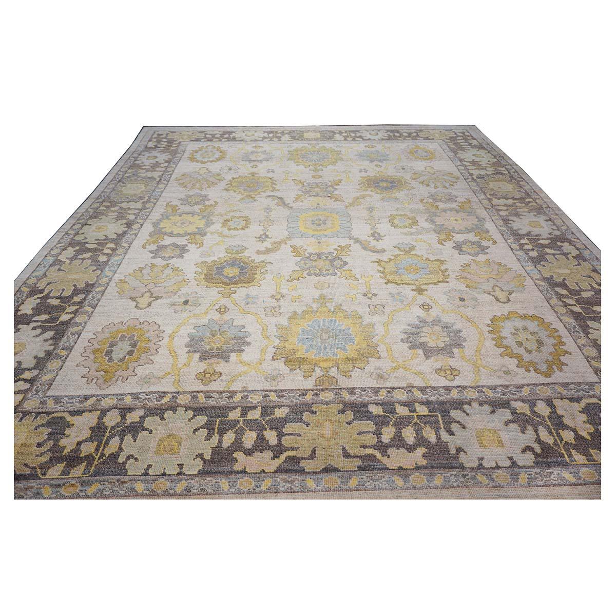 21st Century Turkish Oushak 10X14 Ash Brown, Buff & Khaki Handmade Area Rug im Angebot 1