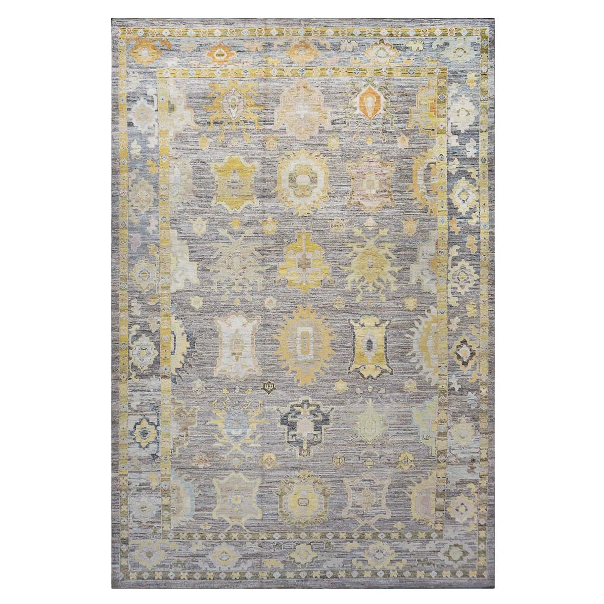 21st Century Turkish Oushak 10X16 Gold, Ivory & Gray Handmade Area Rug
