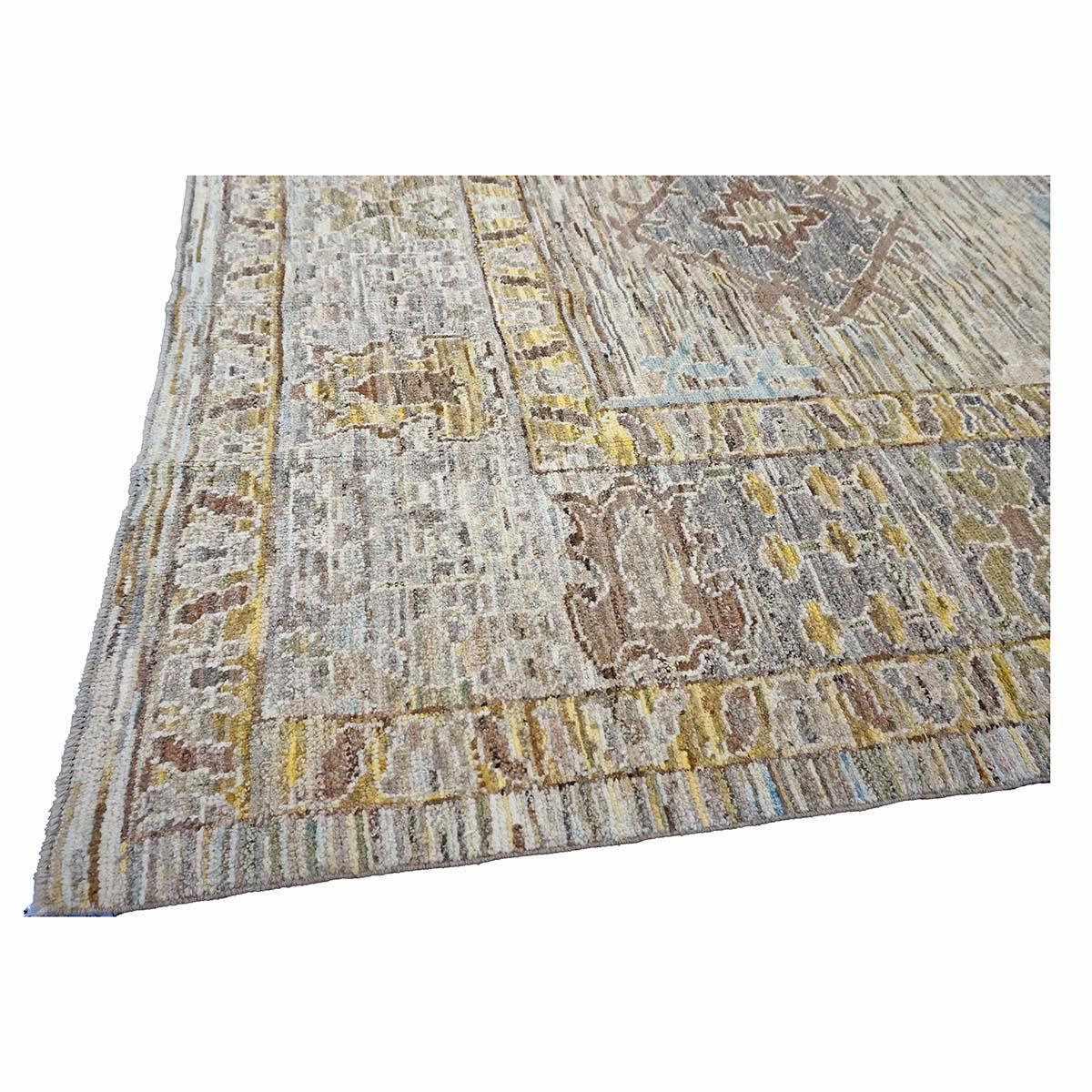 21st Century Turkish Oushak 11X15 Gold, Gray& Slate Blue Handmade Area Rug (Tapis de sol turc 11X15 or, gris et bleu ardoise) en vente 3