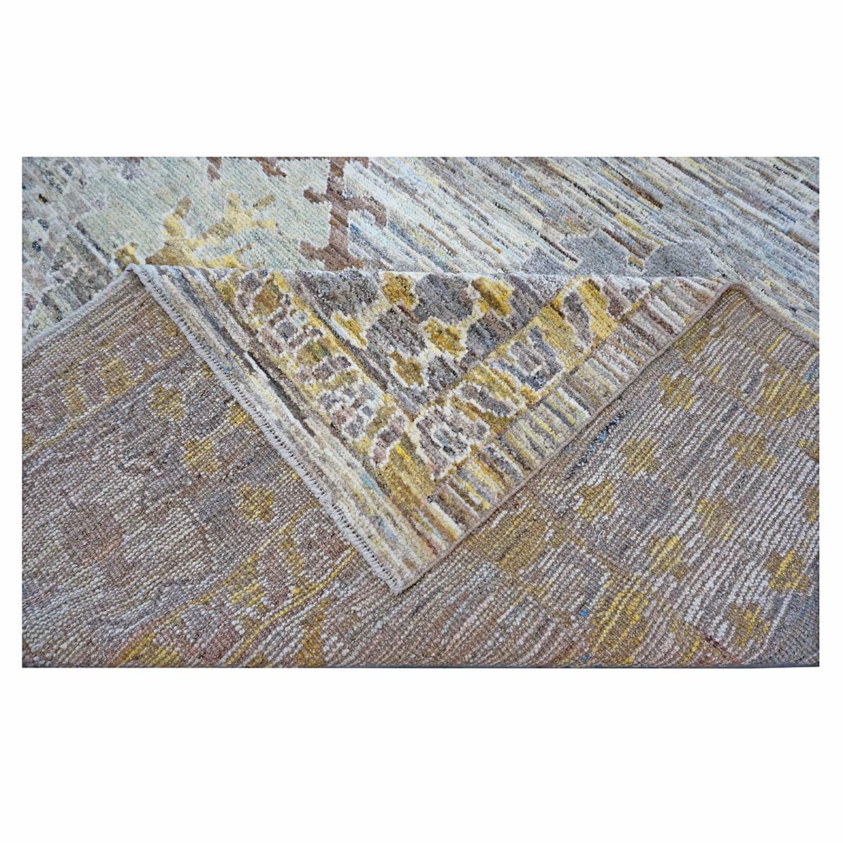 21st Century Turkish Oushak 11X15 Gold, Gray& Slate Blue Handmade Area Rug (Tapis de sol turc 11X15 or, gris et bleu ardoise) en vente 6
