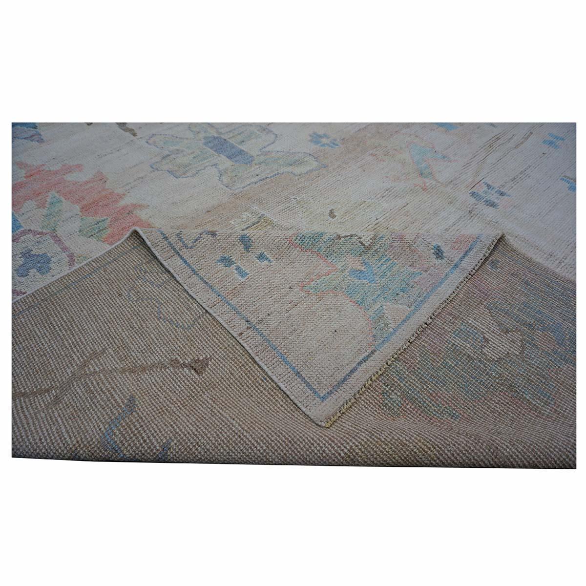 Türkischer Oushak 11X15 Elfenbein, Braun & Schieferblau Handgefertigter Läufer des 21. Jahrhunderts im Angebot 6
