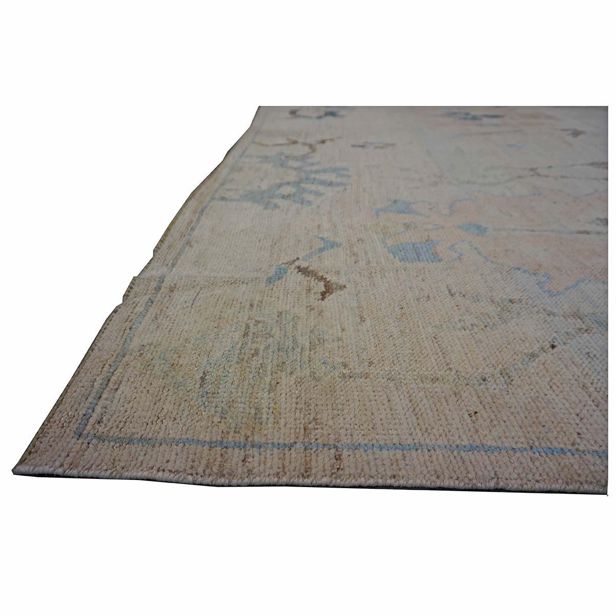 Türkischer Oushak 11X15 Elfenbein, Braun & Schieferblau Handgefertigter Läufer des 21. Jahrhunderts im Angebot 1