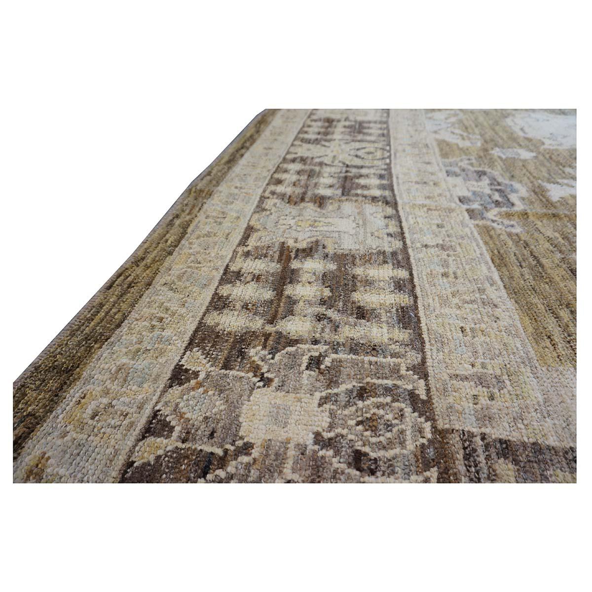 21st Century Turkish Oushak 15x23 Brown, Charcoal & Ivory Handmade Oversized Rug For Sale 5