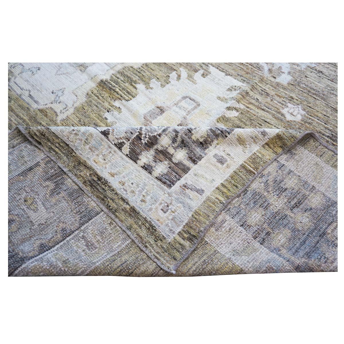 21st Century Turkish Oushak 15x23 Brown, Charcoal & Ivory Handmade Oversized Rug For Sale 7