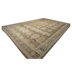 Turkish Oushak Wool 16x23 Brown, Charcoal, & Ivory Handmade Oversized Area Rug