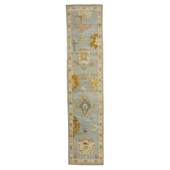 21st Century Turkish Oushak 2X9 Gold, Gray& Ivory, Handmade Area Rug (Tapis de sol turc 2X9 doré, gris et ivoire)