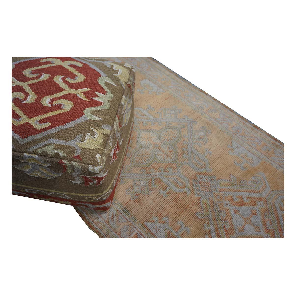 Tappeto turco 21st Century Oushak 3X11 Golden Beige & Khaki fatto a mano in vendita 4