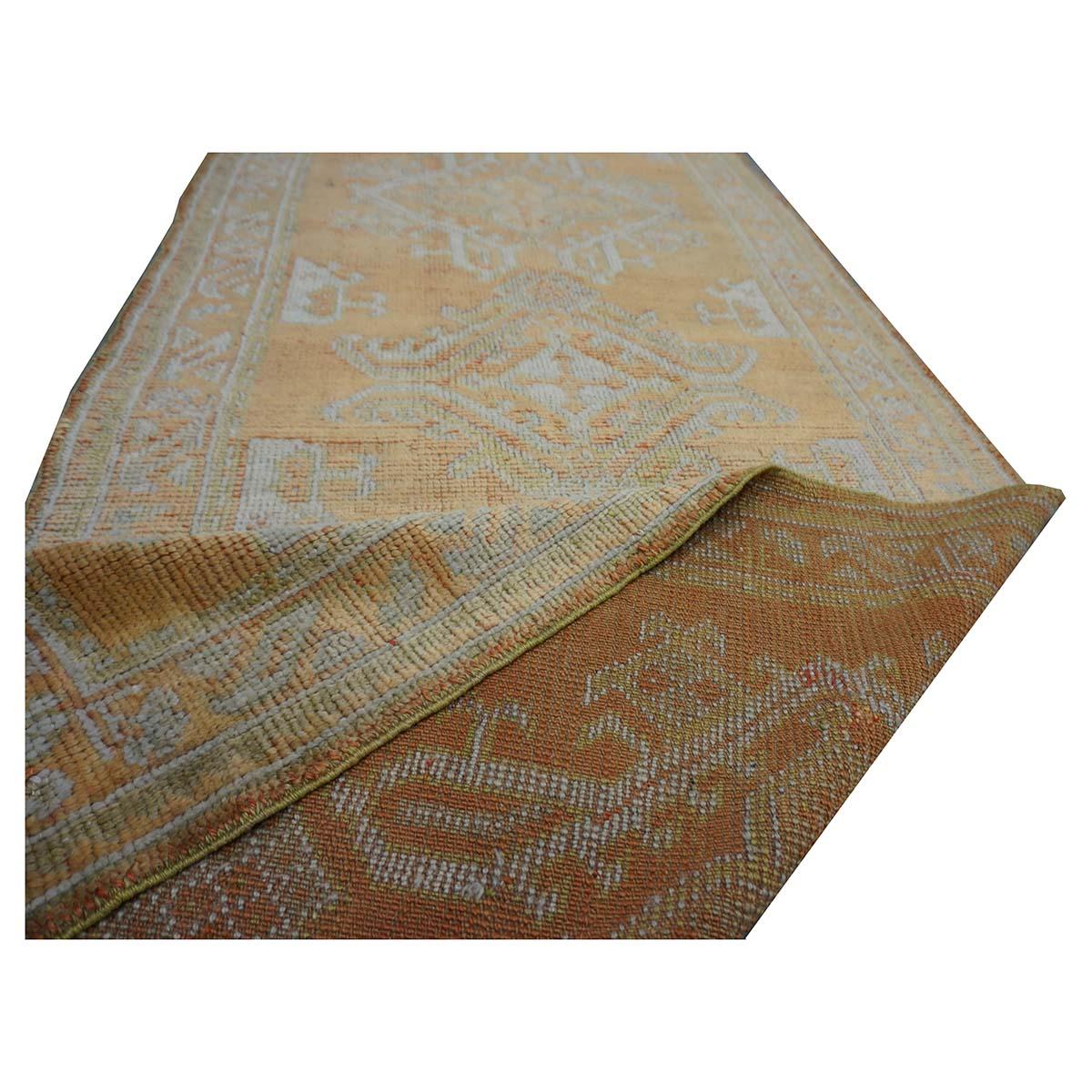 Tappeto turco 21st Century Oushak 3X11 Golden Beige & Khaki fatto a mano in vendita 5