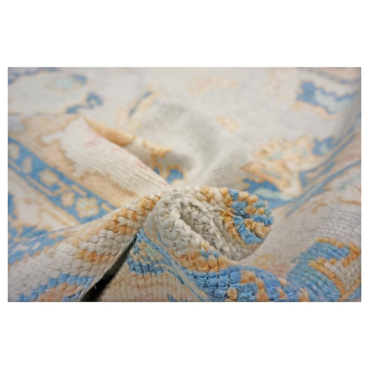 21st Century Türkisch Oushak 5X7 Grau, Elfenbein & Schiefer Blau Handmade Bereich Teppich im Angebot 5
