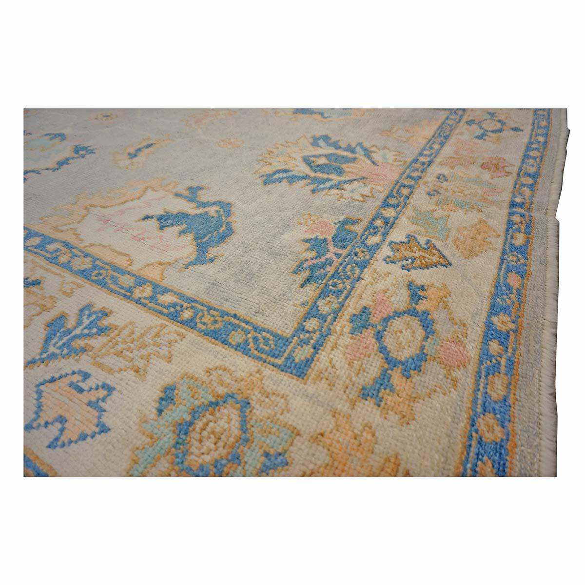 21st Century Türkisch Oushak 5X7 Grau, Elfenbein & Schiefer Blau Handmade Bereich Teppich (21. Jahrhundert und zeitgenössisch) im Angebot