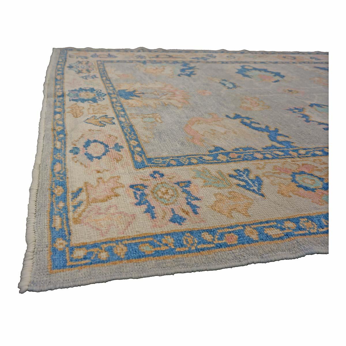 21st Century Türkisch Oushak 5X7 Grau, Elfenbein & Schiefer Blau Handmade Bereich Teppich im Angebot 1