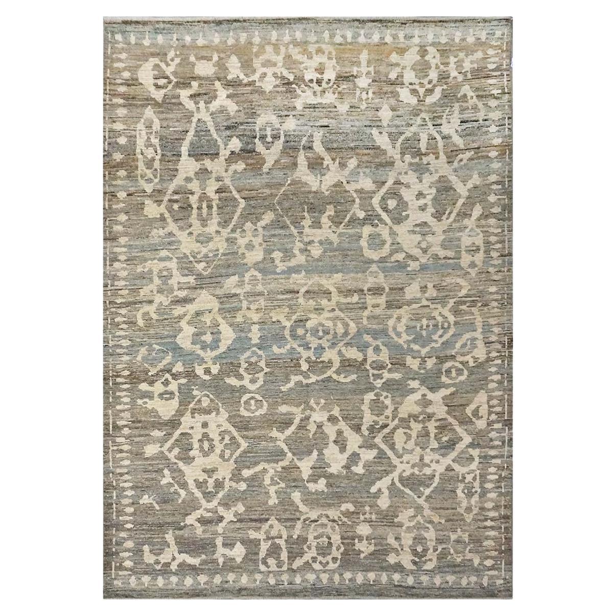 21st Century Turkish Oushak 8X12 Grau, Elfenbein & Holzkohle  Handgefertigter Vorleger im Angebot