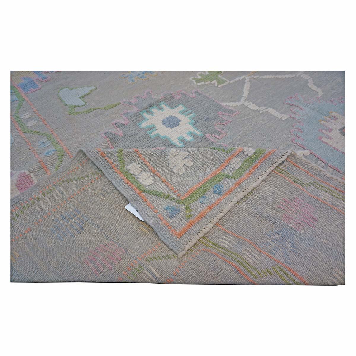 21st Century Türkisch Oushak 9X12 Grau, Elfenbein & Grün Handgefertigt Bereich Teppich im Angebot 3